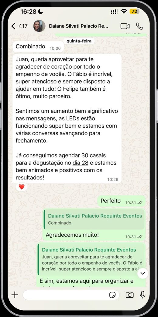 30 casais agendados para a degustação